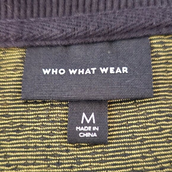 Who What Wear Black & Yellow Plaid Houndstooth Crew Neck Sweater Sz M - Picture 6 of 7